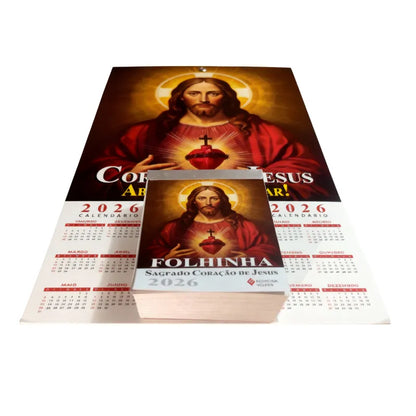 Calendário - Folhinha Sagrado Coração De Jesus 2026 Com Bloco Diário de Oração e Reflexões
