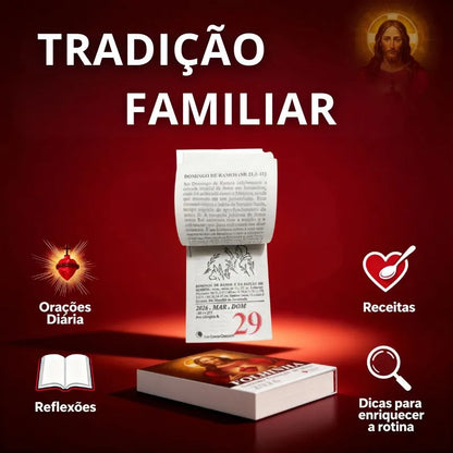 Calendário - Folhinha Sagrado Coração De Jesus 2026 Com Bloco Diário de Oração e Reflexões