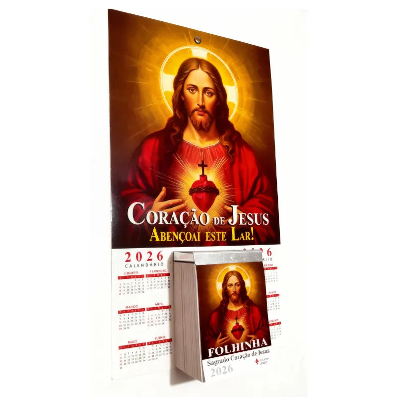 Calendário - Folhinha Sagrado Coração De Jesus 2026 Com Bloco Diário de Oração e Reflexões